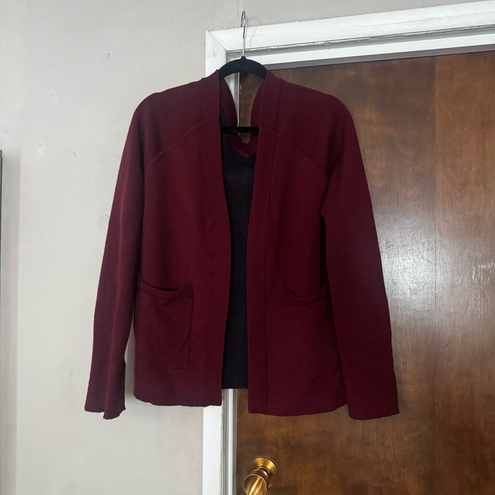 Lululemon  Burgundy Open Front Cardigan Sweater